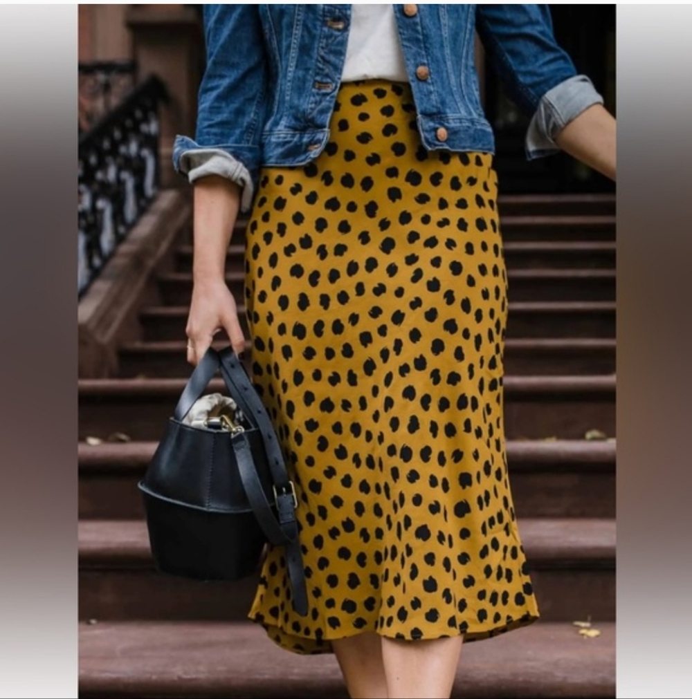 Madewell Yellow and Black Midi Skirt